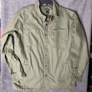 Stanley Men's Sage Olive Green Flannel Lined Utility Chore Rugged Shirt Jacket